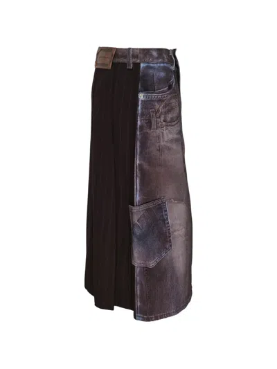 Andersson Bell Illusion Patchwork Midi Skirt In Multi