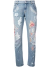 AMEN distressed floral jeans,手洗