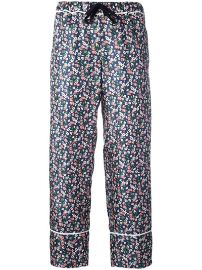 Moncler Floral Print Cropped Trousers In Multicolour