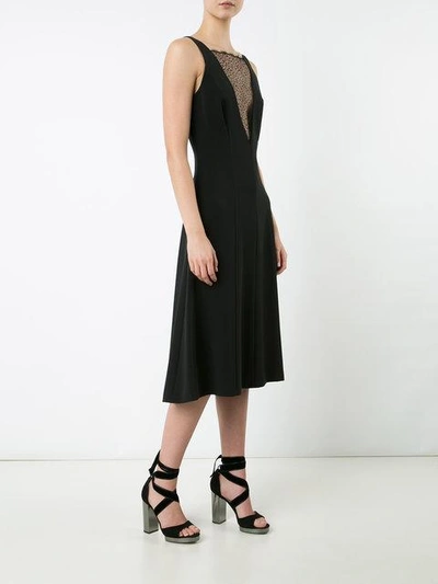Shop Haney Sheer Panel Flared Dress - Black