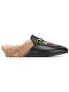 Gucci Black Fur Princetown Slippers
