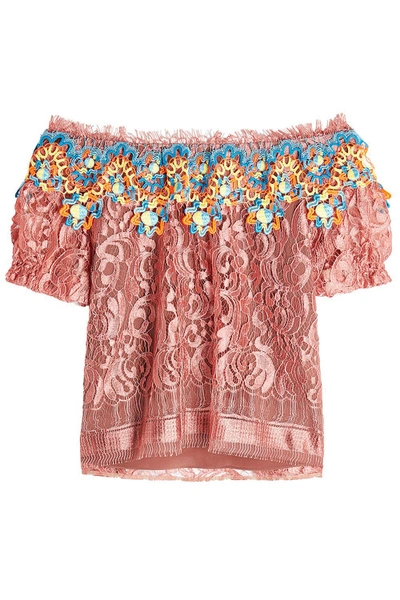 Peter Pilotto Blouse With Crochet And Lace In Multicolored
