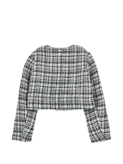 Monnalisa Tweed Cropped Jacket In Multi