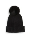  Knit Rabbit Fur Pom-Pom Hat