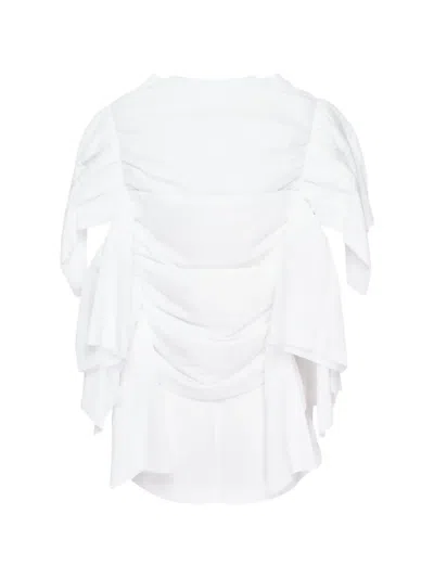 Comme Des Garçons Draped Gathered Blouse In White