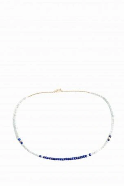 Luis Morais Yellow-gold Diamond-detail Necklace In Blue