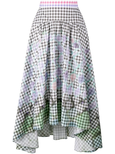 Peter Pilotto Diamond Print Gingham Skirt In Black