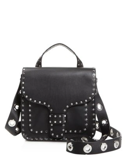 Shop Rebecca Minkoff Midnighter Top Handle Leather Crossbody In Black/silver