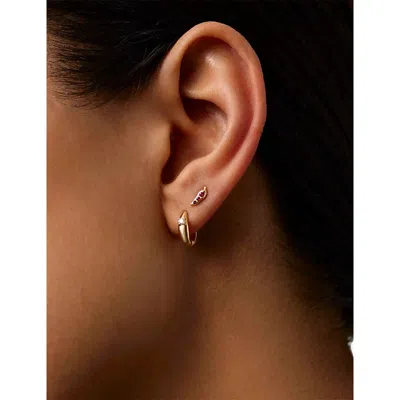 Missoma Fine Ruby Chili 9ct Yellow Gold And Ruby Single Stud Earrings In Gold