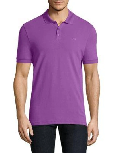 Shop Armani Collezioni Piqué Polo In Purple