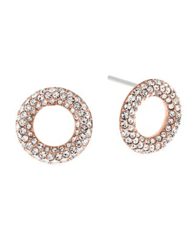 Shop Michael Kors Pavé Circle Stud Earrings In Rose Gold