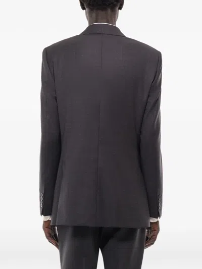 Fursac Checked-pattern Wool Blazer In Gray