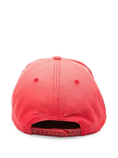 Represent Distressed Logo-embroidered Cap In Red