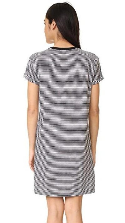 Shop Alexander Wang T V Neck Short Sleeve Dress In Black And White