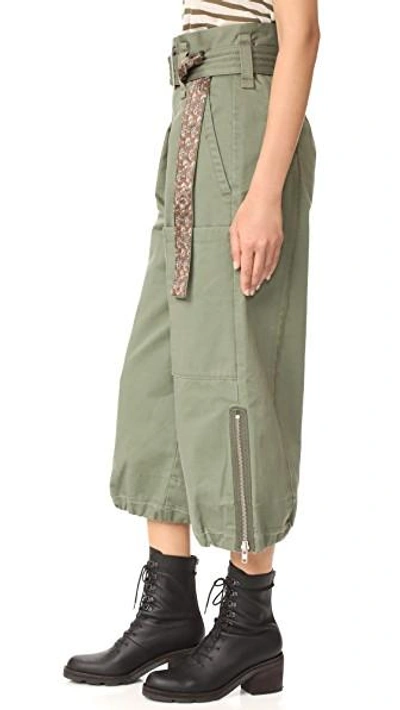 Shop Marc Jacobs Belted Cargo Culottes In Military Green