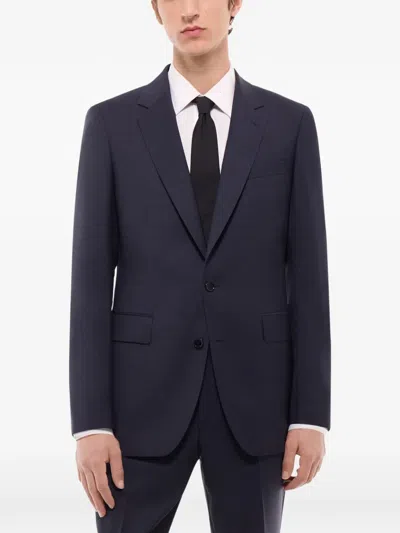 Fursac Checked-pattern Wool Blazer In Blue