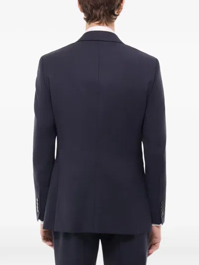 Fursac Checked-pattern Wool Blazer In Blue