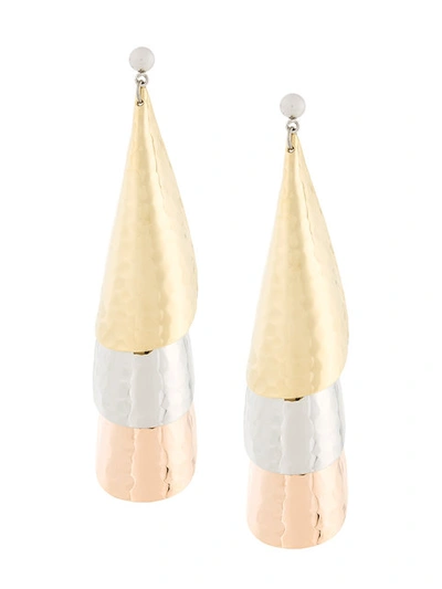 Jw Anderson Hammered Gold-plated, Silver-tone And Rose Gold-tone Earrings