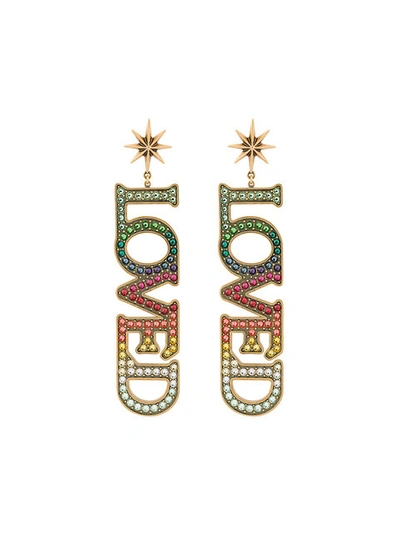 Gucci Loved Pendant Earrings With Crystals In Multicolor