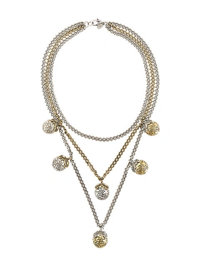 Alexander Mcqueen Triple Chain Necklace In Metallic