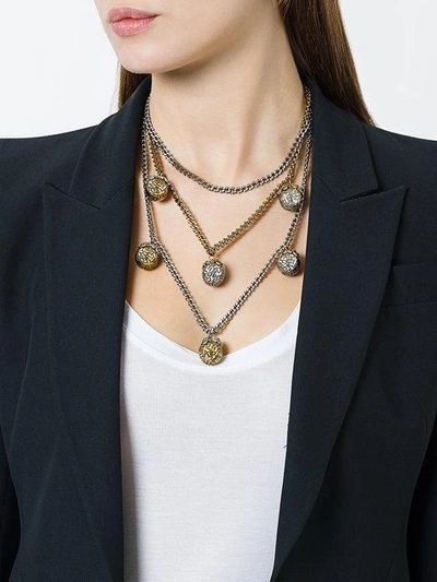 Shop Alexander Mcqueen Triple Chain Necklace In Metallic