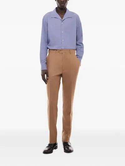 Fursac Virgin-wool Trousers In Brown