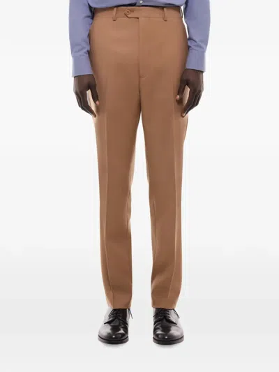 Fursac Virgin-wool Trousers In Brown