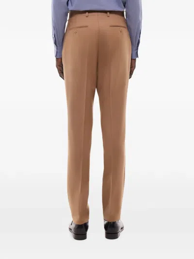 Fursac Virgin-wool Trousers In Brown