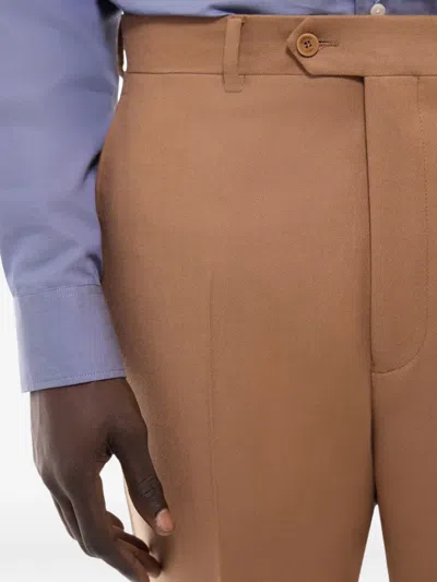 Fursac Virgin-wool Trousers In Brown