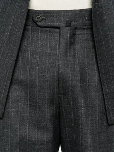 Isaia Pinstriped Double-breasted Suit In Gray