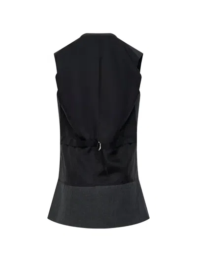Comme Des Garçons Button-front Longline Vest In Gray