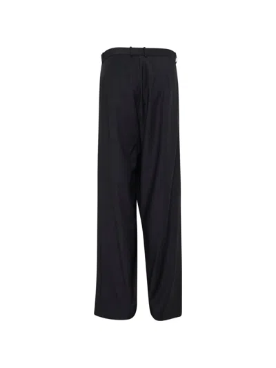 Litkovska Pinstriped Deconstructed Offset-zip Trousers In Black