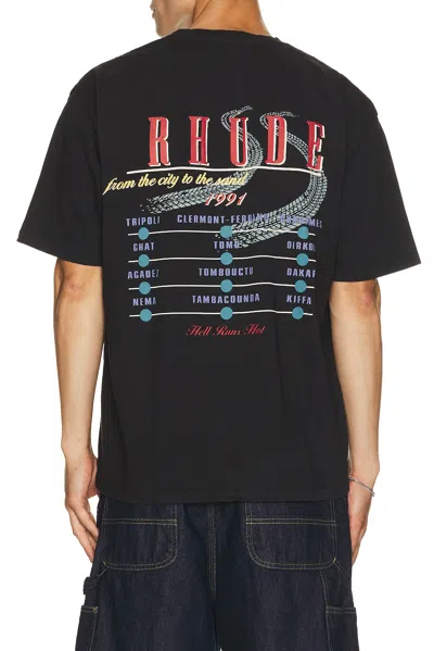Rhude Desert Decides Graphic Tee In Vintage Black  Red  & Multi