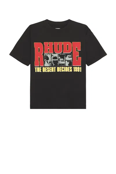 Rhude Desert Decides Graphic Tee In Vintage Black  Red  & Multi