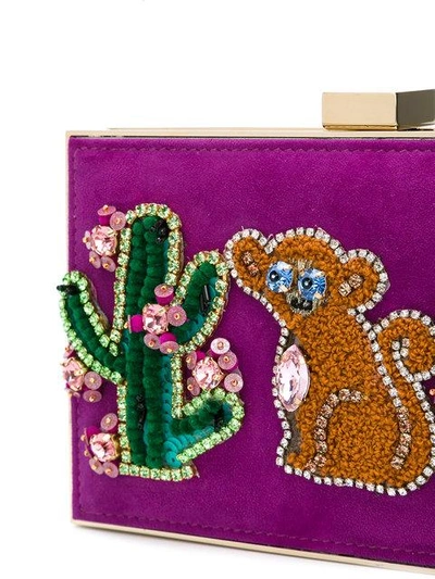 Shop Gedebe Cactus And Monkey Patch Clutch - Pink