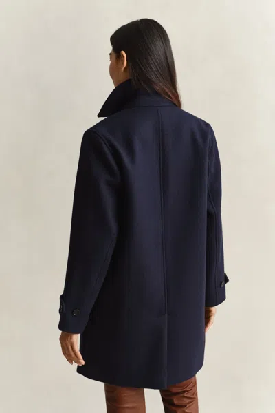 Gant Wool Blend Car Coat In Blue