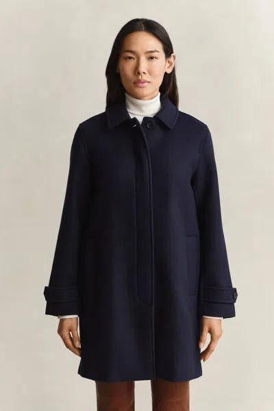 Gant Wool Blend Car Coat In Blue