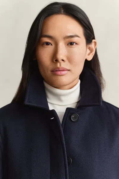 Gant Wool Blend Car Coat In Blue