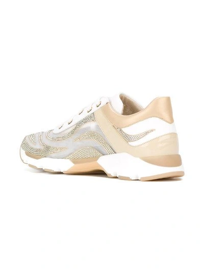 Shop René Caovilla Embellished Running Sneakers In Neutrals
