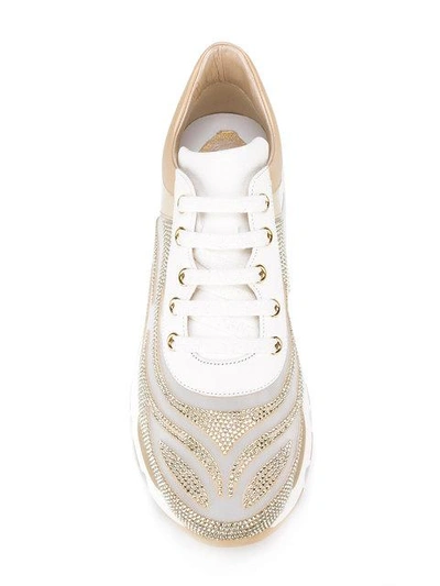 Shop René Caovilla Embellished Running Sneakers In Neutrals
