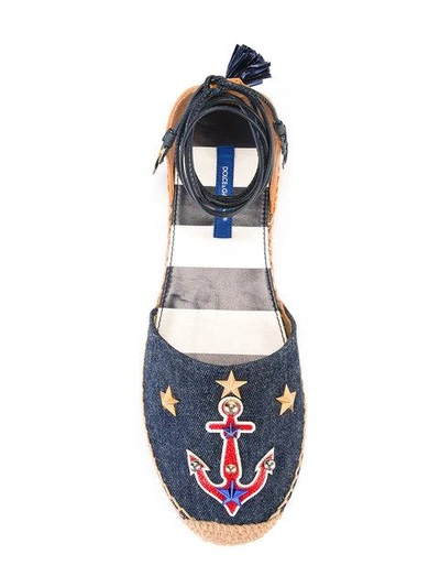 Shop Dolce & Gabbana Denim Anchor Espadrilles - Blue