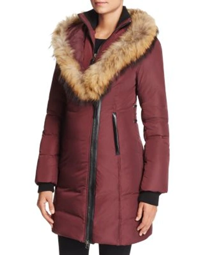 Shop Mackage Kay Lavish Fur Trim Down Coat In Bordeaux