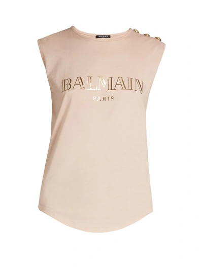 Balmain Foiled-logo Button-shoulder Tank, Fuchsia In Additional Details Will Be Added When The Item Arrives In Stock