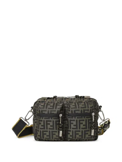 Fendi Mini Camera Case In Superlight Ff Zucca Technical Fabric With Adjustable Strap In Brown