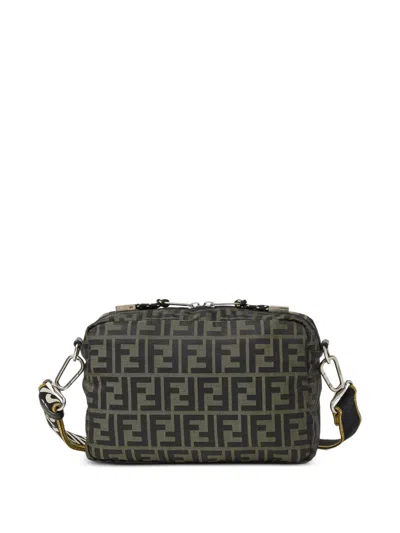 Fendi Mini Camera Case In Superlight Ff Zucca Technical Fabric With Adjustable Strap In Brown