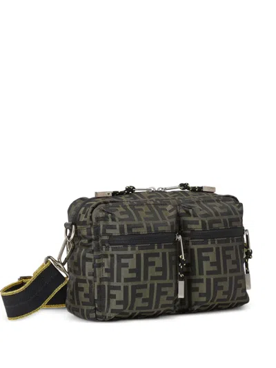 Fendi Mini Camera Case In Superlight Ff Zucca Technical Fabric With Adjustable Strap In Brown