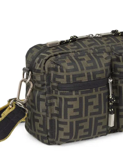 Fendi Mini Camera Case In Superlight Ff Zucca Technical Fabric With Adjustable Strap In Brown