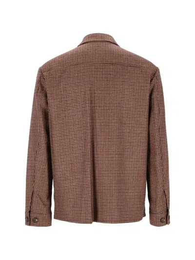Eleventy Houndstooth-pattern Shirt Jacket In Brown