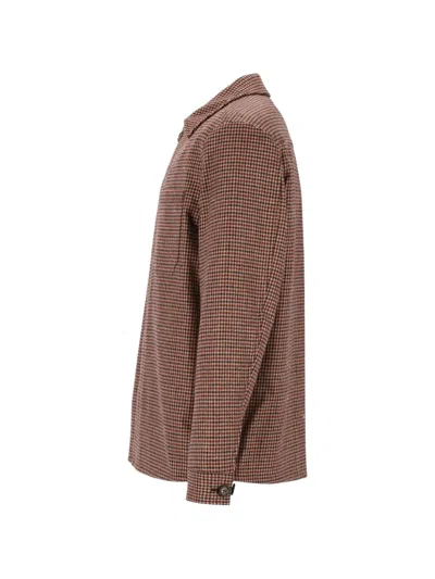 Eleventy Houndstooth-pattern Shirt Jacket In Brown