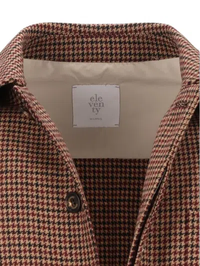 Eleventy Houndstooth-pattern Shirt Jacket In Brown